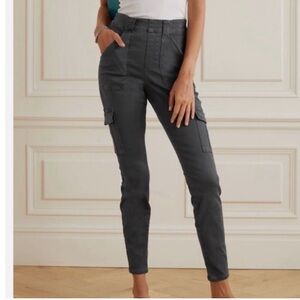 Spanx Stretch Twill Ankle Cargo Pant Utility Pocket Washed Dark Gray Size Large